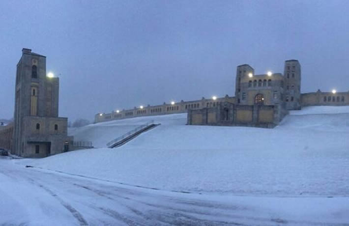 Snow-covered slope in winter