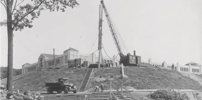 Utility pole in a construction site