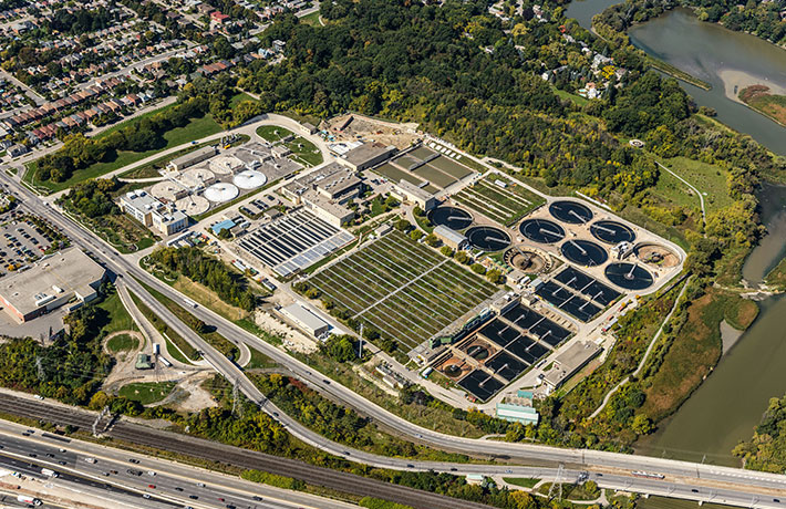 Aerial view of urban infrastructure