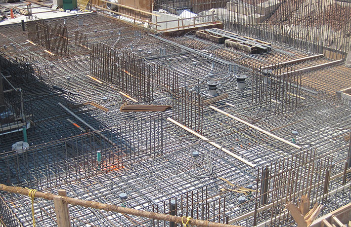 Construction site with scaffolding