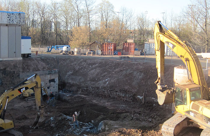 Caterpillar bulldozer on construction site