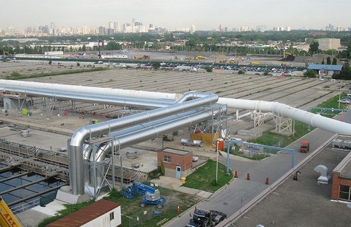 Steel casing pipe in factory setting