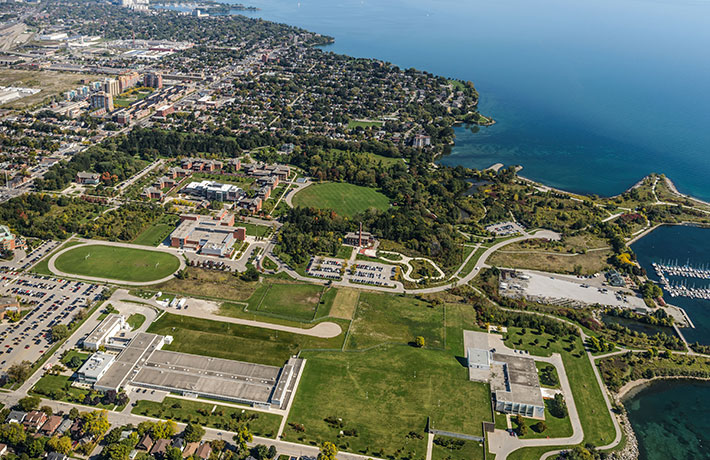 Aerial view of coastal landscape