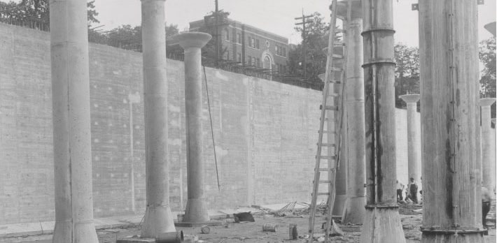 Black and white concrete pipe