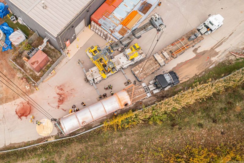 Construction site with heavy machinery