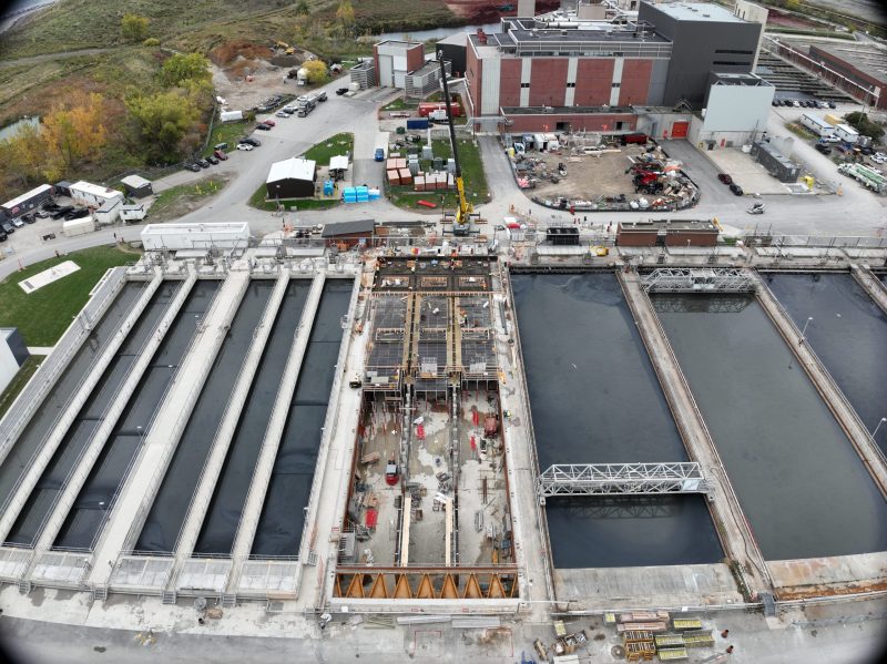 Aerial view of construction site
