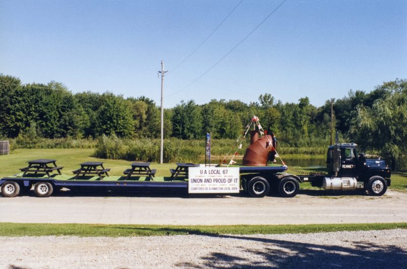 Truck with tires and union logo